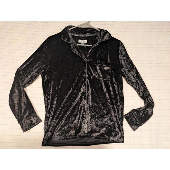 Nicole Miller Pajamas Set Black Debossed Leopard Spots Small Top Pants - Picture 2 of 15